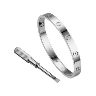 Cartier Love Bracelet Screw Motif B6035417 White Gold Plated Stainless Steel Jewellery Men Women