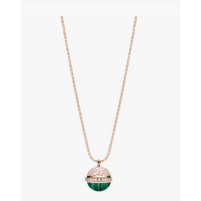 Piaget Possession Round Rotating Pendant Necklace Malachite & Crystals Rose Gold-plated Sale Malaysia G33PB900