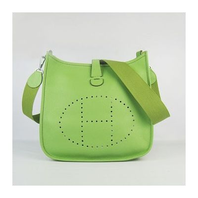 Hot Selling Hermes Proforated H Logo Mini Evelyne TPM Green Leather Shoulder Bag For Gilrls