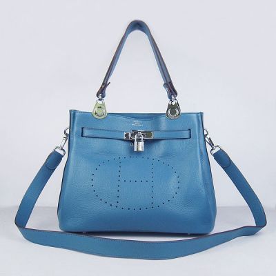Hermes So Kelly Silver Hardware Electric Blue Togo Leather 30cm Shoulder Bag With Pad-lock