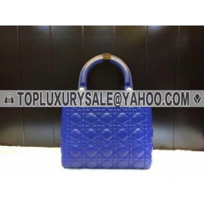  High End Dior Lady Leather Cannage Tote Bag C D Logo Round Zip Puller Blue 