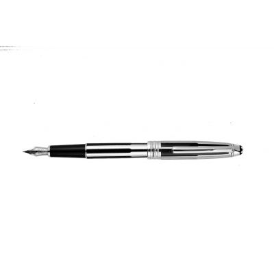MontBlanc Meisterstuck Classic Version Platinum Plated and Black Lacquer Fountain Pen MT045