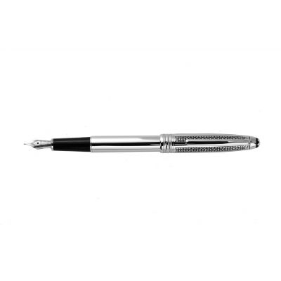 MontBlanc Meisterstuck Personalized Engraved Pattern Platinum-plated & Black Fountain Pen MT058