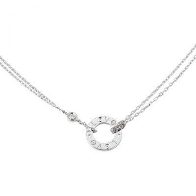 Wholesale Cartier Love Necklace 2018 Replacement B7219400 White Gold Plated Diamonds Price In Malaysia