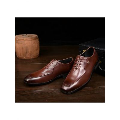 Hermes Brown Calfskin Leather Guy Lace-up Business Shoes With Rose Gold "H" Trimming Price List 