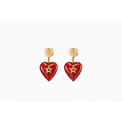New Christian Dior Dioramour Red Heart Shape Star Brass Earrings tion Cheap Price E0934DMRLQ_D911