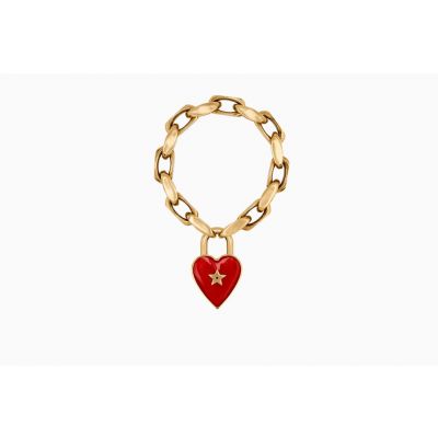 Stylish  Dior Dioramour Red Heart-shaped Pendent Lock Chain Bracelet Celebrity Style Reasonable Price B0628DMRLQ_D911