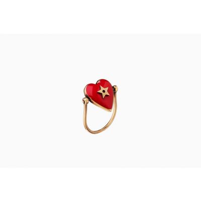 Luxury Designer Christian Dior Dioramour Red Heart Star Pattern Elegant Style Ring  R0700DMRLQ_D911