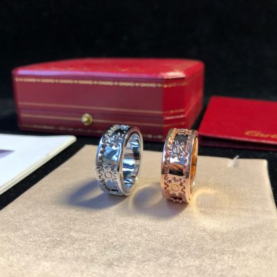  Cartier Love Collection Embossed Design Trim Gear Engraving Pattern Rose Gold/Silver Couple Ring Best Website