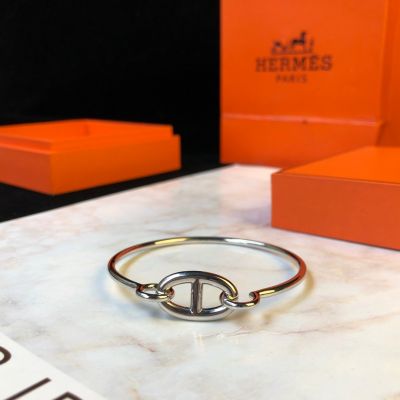 2021 Best Price Hermes Chaine D'Ancre Anchor Chain Design 925 Sterling Silver/Rose Gold Bangle For Ladies Online