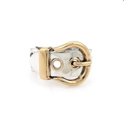Replica Women's Hermes Classic Yellow Gold Belt Buckle Charming Two-tone Ring Sterling Silver Vintage Jewellery