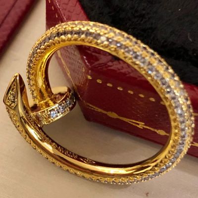 2021 Cartier Juste Un Clou Luxury Paved Diamonds Nail Shaped Female For Sale Ring Yellow Gold/Rose Gold N4748600