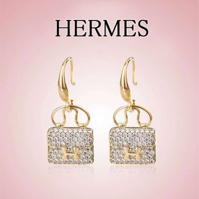  Hermes High End Kelly Fully Diamonds Bag Pendant Lady Yellow Gold Plated  Drop Earrings 2021 High End Jewellery 