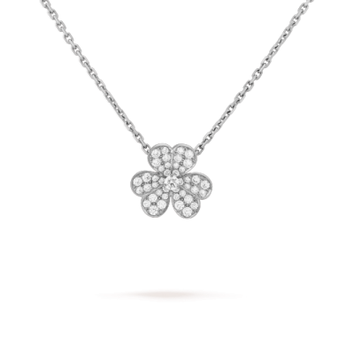 Knock-off Van Cleef & Arpels Frivole Pendant Small Model Heart-shaped Petals 925 Silver Necklace VCARD31800
