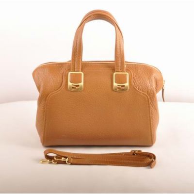 Good Reviews Ladies Fendi Khaki Calfskin Leather Double Pull Zipper Yellow Brass Buckle Chameleon  Handbag