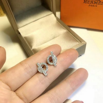 Hermes Circle With Bar Crystals Earrings Chic Style Price In UK Office Lady  