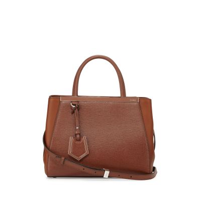 High Quality Fendi Walnut Cross Veins Ladies Petite Tote Bag Cognac Leather Trapeze Bag Top Handle 