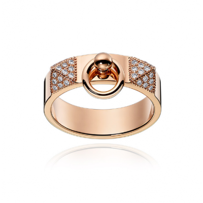 Hermes Collier De Chien Diamonds Band Circle Charm Silver/ Rose Gold Plated Trendy Lady Jewelry H115610B 00046