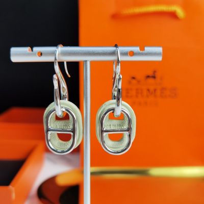 Hermes Celebrity Same O'Maillon Anchor Chain Leanter & Metal Pendant Women Earrings Price List Silver/Yellow Gold