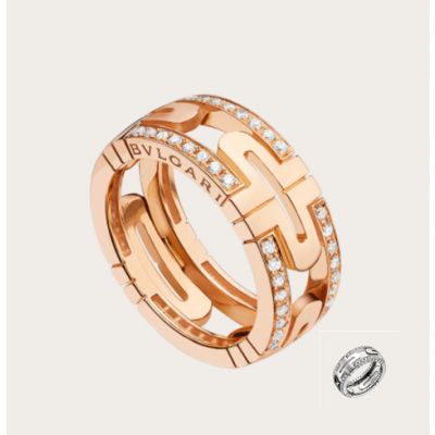Bvlgari Ladies' Parentesi Round Crystals Hollow Ring Silver/ Rose Gold Plated Retro Jewelry Online Shop An853963/An856914