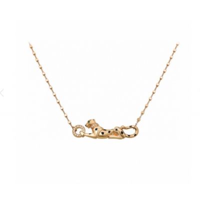  PanthèRe De Cartier Gold Spotted Cheetah Prone Shaped Diamond Circle Embellishment Women Sexy Style Bead Chain Necklace B7224737