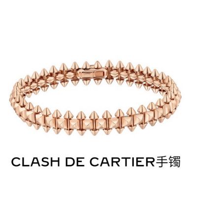 Replica Clash De Cartier Women'S Medium Rose Gold Studded Square Stud Element Threaded Mesh Metal Bracelet N6718717