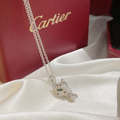  PanthèRe De Cartier Men'S Sterling Silver Diamond Panther Head Shape Crystal Pendant Necklace Low Price Product