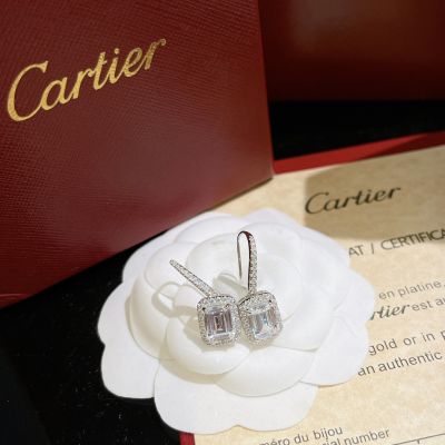 Replica Cartier DestinéE Series White Gold Full Paved Crystal Single Diamond Pendant Earrings For Women N8515110