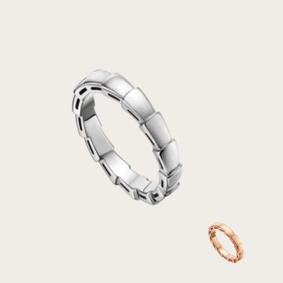Bvlgari Women'S Serpenti Narrow Band Silver/Rose Gold Plated Uique Style High-End Wedding Jewelry AN856869/AN856868