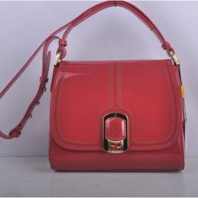 Hot Selling Fendi Red Patent Leather Female Flap Chameleon Messenger Bag Perforated Trimming Double F Buckle 