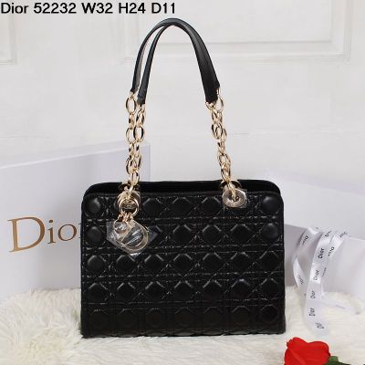 Replica Dior "Lady Dior" Zipped Cannage Quilted Shoulder Bag Black Lambskin Leather Golden Trimmings 