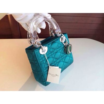 Mini Silver Hardware Transparent Top Handle Dior Lady Default Totes Canange Leather Crossbody Bag Turquoise 