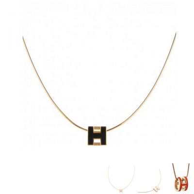 Hermes Classy Pop H Charm Necklace Replica Multi- Color Rose Gold Chain Jewels