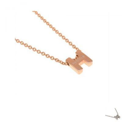 Worthy Hermes Pink Gold/Silver/Yellow Gold Chain Necklace  3D H Logo Pendant Jewellery