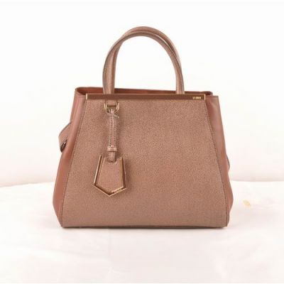 Coffee Cross Veins Fendi Arrow-Shaped Charm Ladies Ferrari Leather 2Jours Totes Two Compartments Small