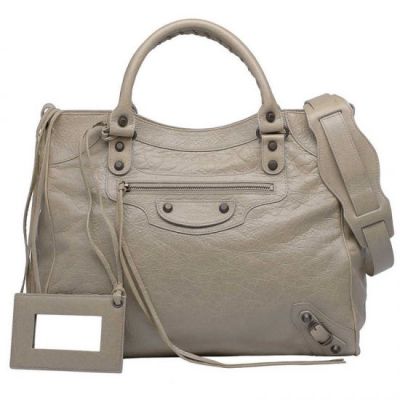 Popular Etoupe Balenciaga Velo 34CM Removable Wide Shoulder Strap Golden Small Studs Womens Handbag Sale 