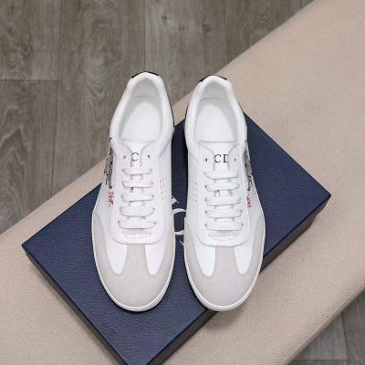 Dior Chinese Year OX Collection Logo Letter Detail High End Calfskin Leather Lace-up Sneakers For Men
