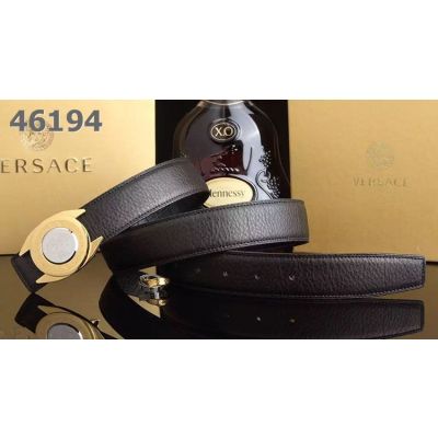 Versace Men's Croco Embossed Leather Reversible Belt With Round Two-tone Medusa Pin Buckle For Sale Replica 
