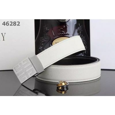 Hot Selling Givenchy White Stitches Epsom Leather Mens Dress Belt With Logo Plaque  Clamp Buckle Multicolor