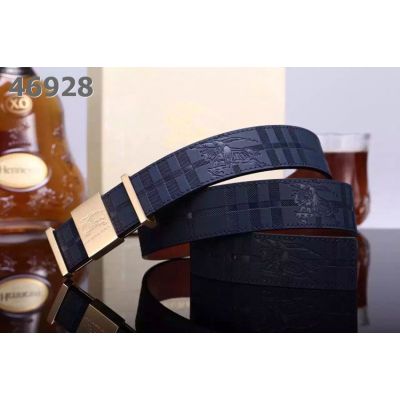 Hot Selling Burberry Leather Check Strap High Quality Logo Buckle Men's Belt For Gift Navy/Burgundy