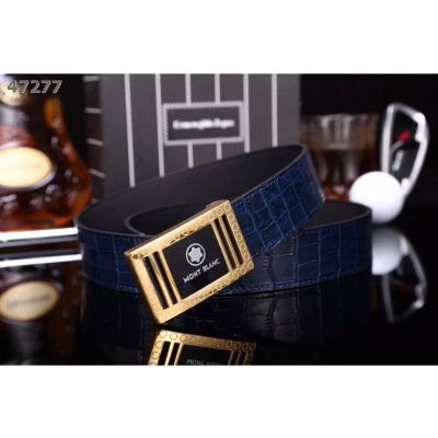 Montblanc Two-tone Logo Pin Buckle High End Croco Embossed Cowhide Leather Guy Clone Dress Belt Multicolor