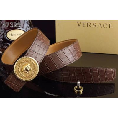 Latest Versace Croco Embossed Leather Strap Round Medusa Pin Buckle Guy Dress Belt More Colours Available