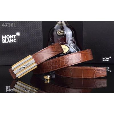 Montblanc Top Sale Two-tone Logo Plaque Buckle High End Croco Embossed Leather Mens Business Belt Multicolor