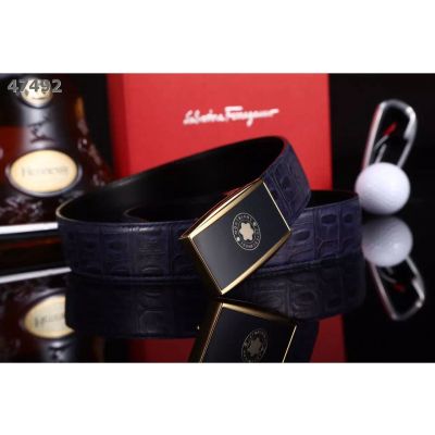 Hot Selling Motblanc Latest Two-tone Plaque Pin Buckle Fashion Croco Embossed Leather Male Business Belt Multicolor