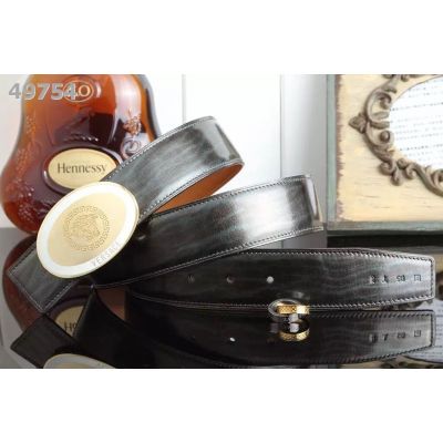 Versace Chic Medusa Motif Oval 2-tone Pin Buckle Mens Patent Leather Business Belt 38mm USA