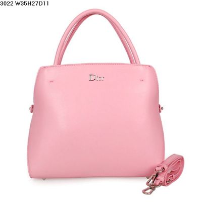 Fashion Women's Dior A-Shape Cherry Pink Calfskin Leather Top Handle Bag Adjustable Strap  