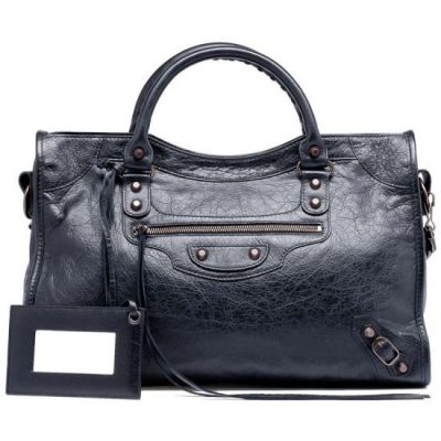 Balenciaga Classic City Black Leather Brass Zipper Removable Shoulder Strap Ladies Totes For Sale 