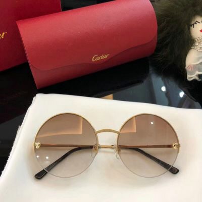 Women's Fashion Collection Panthere de Cartier Semi-rimless Frame Sunglasses Amber For Sale Online