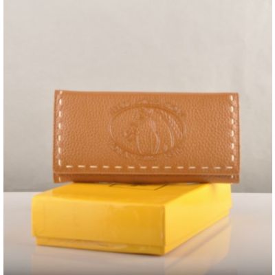 Good Price Fendi Horse Pattern Hand Stitching Edge Ladies Long Flap Earth Yellow Leather Wallet 