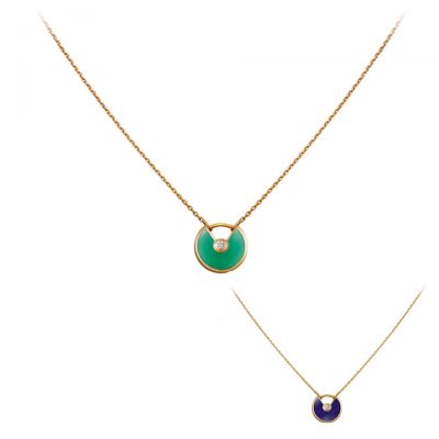 Amulette de Cartier Green Blue Enamel Diamond Necklace B3153108 B7224520 Replica